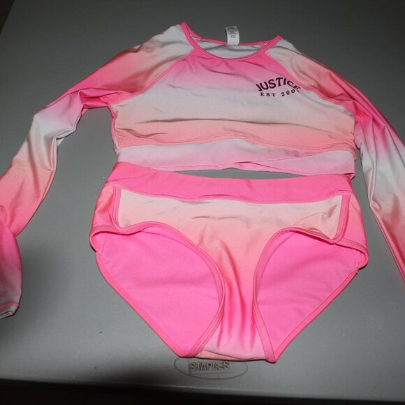 Pink & Orange 2 Pcs Rash Guard Set Size 14 - Picture 3 of 12